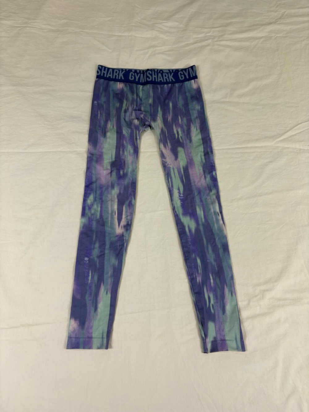 Gymshark Women Blue Washed Cropped Compression Leggings Size XS
